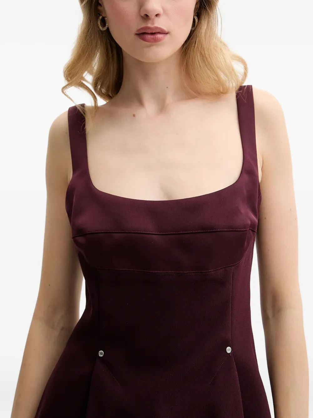 Stine Goya Sleeveless Fitted Waist Top Aubergine In Burgundy