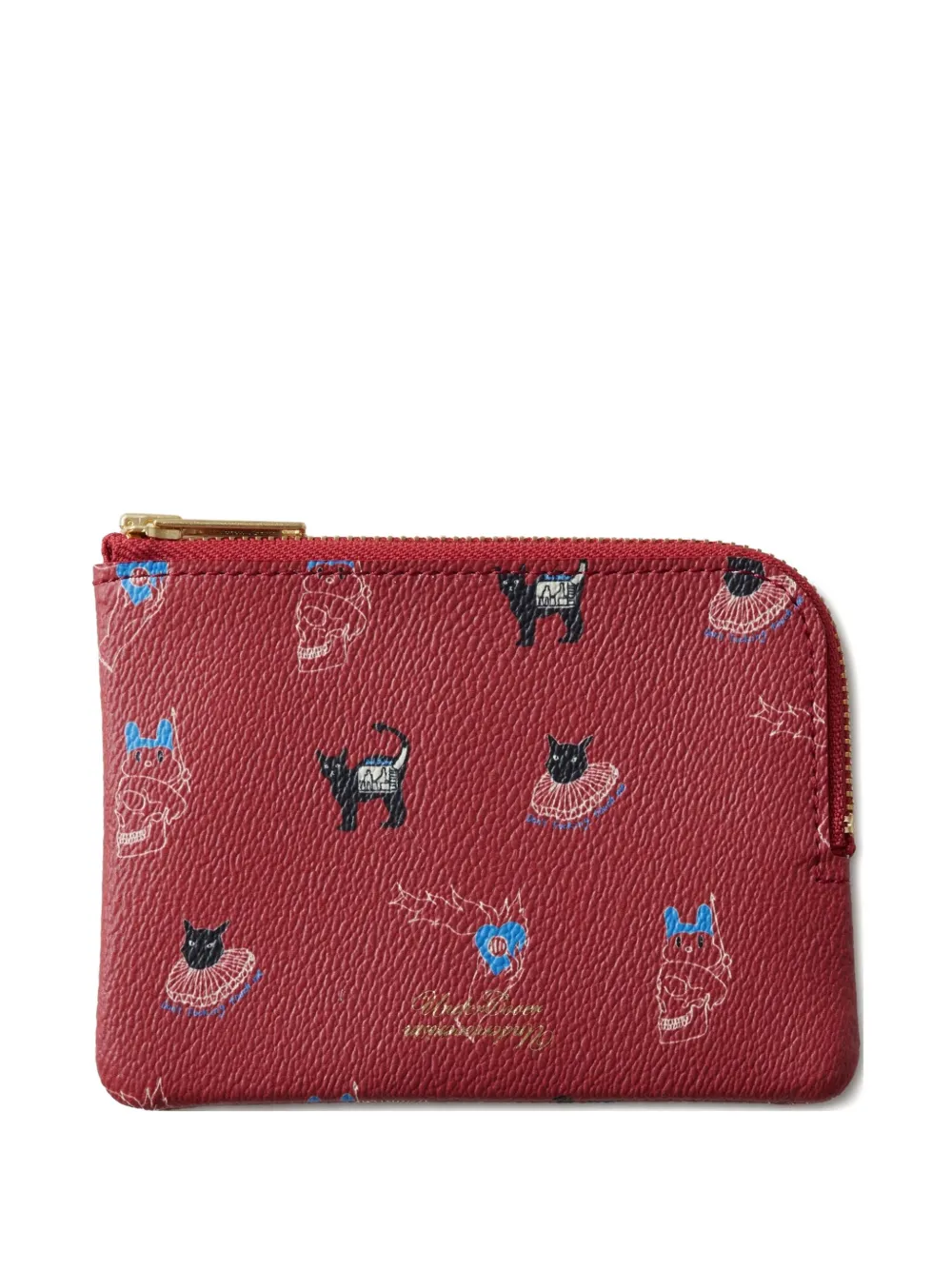 Undercover cat-print zip-around pouch Rood