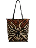 LOEWE medium Puzzle tiger-print tote bag - Brown