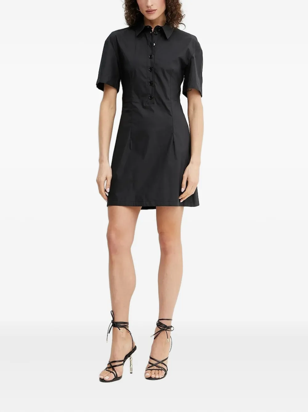Patrizia Pepe Open-back Button-front Dress In Black
