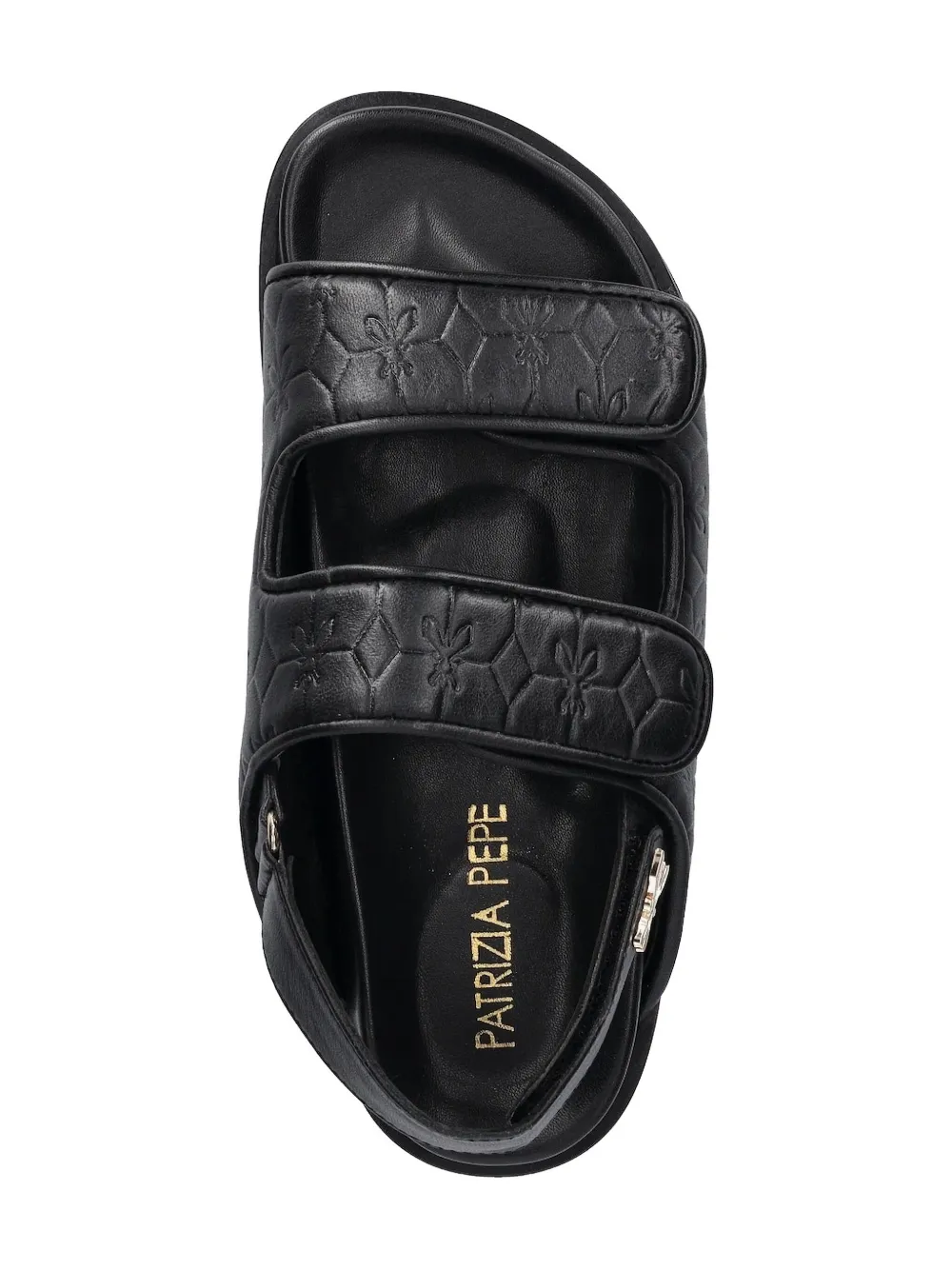 Patrizia Pepe girl flower-embossed slingback sandals Black