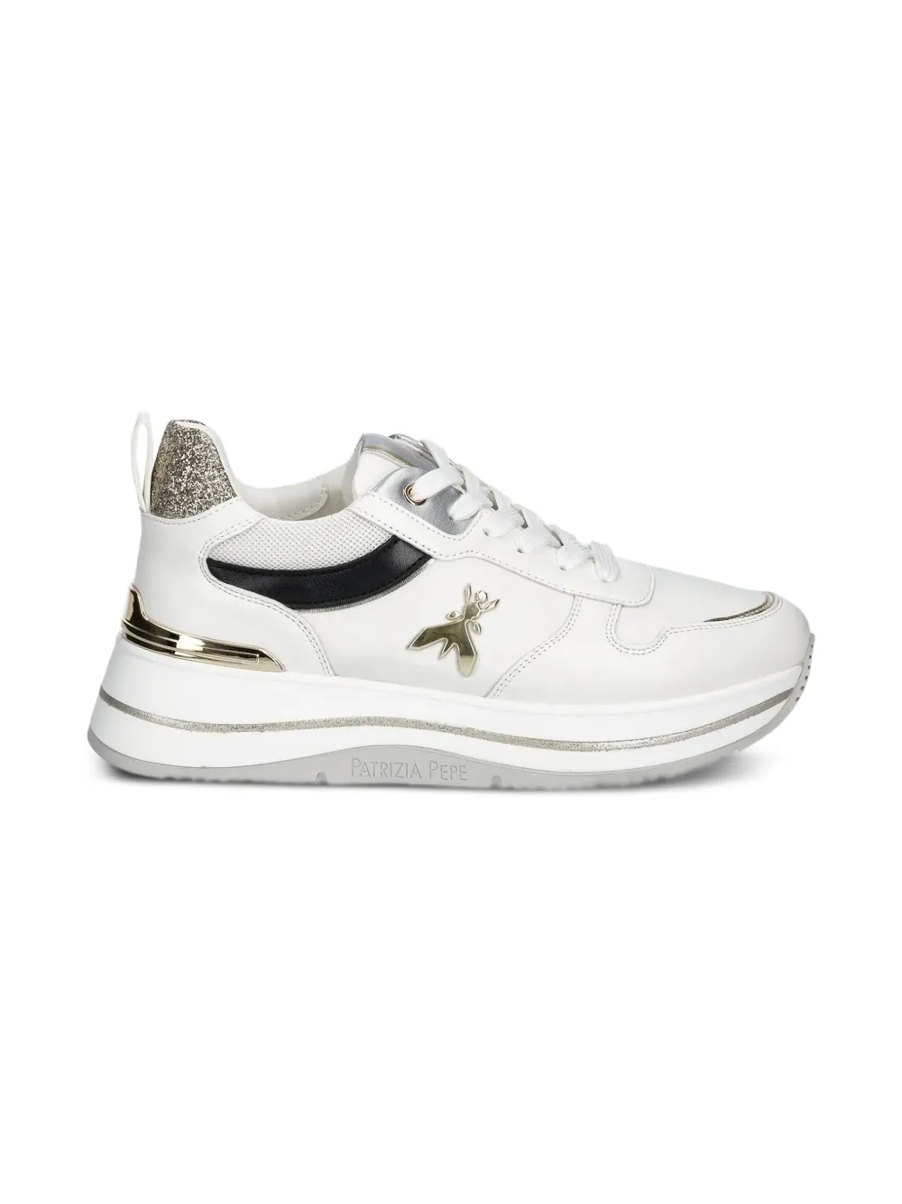 Patrizia Pepe glitter-panel sneakers White