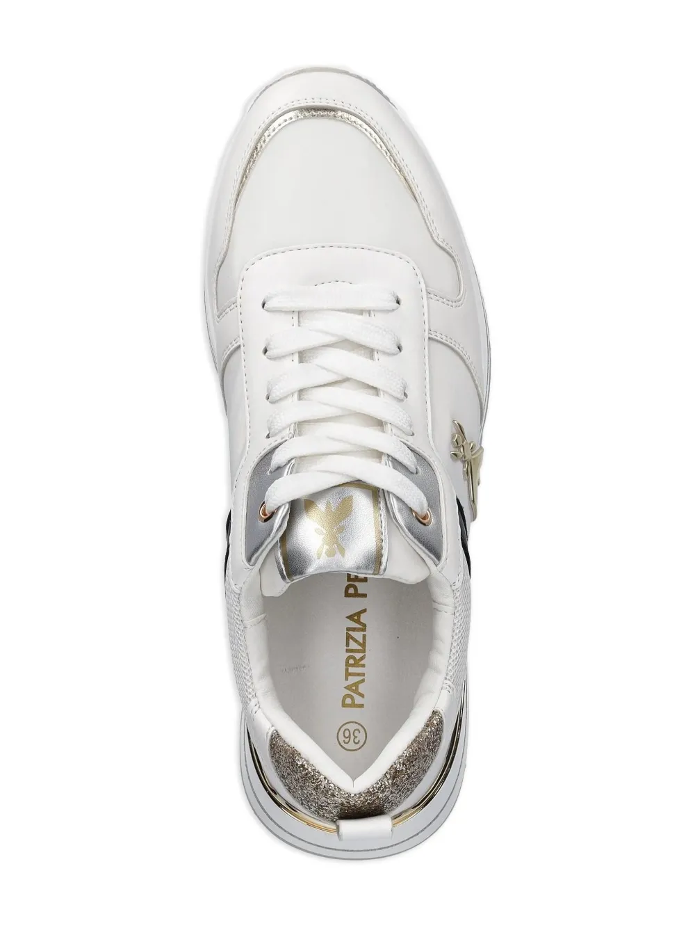 Patrizia Pepe girl glitter-panel sneakers White