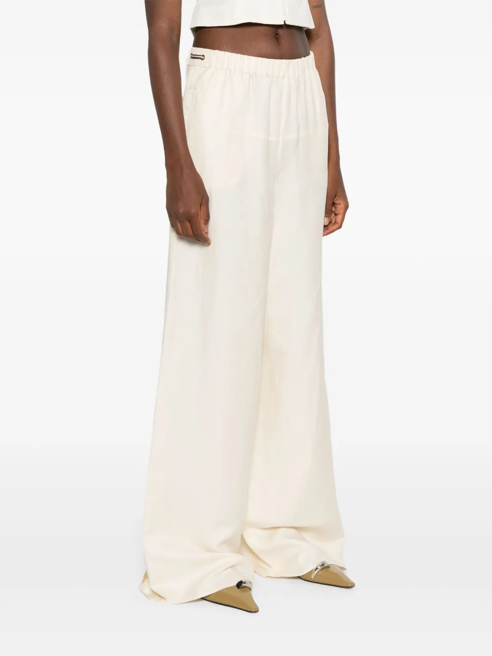 Max Mara Broek met wijde pijpen Beige
