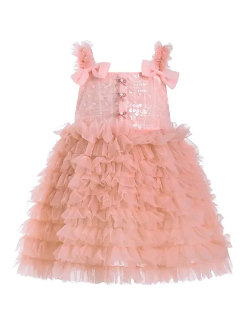 Tulleen ruffled sequin-embellished dress