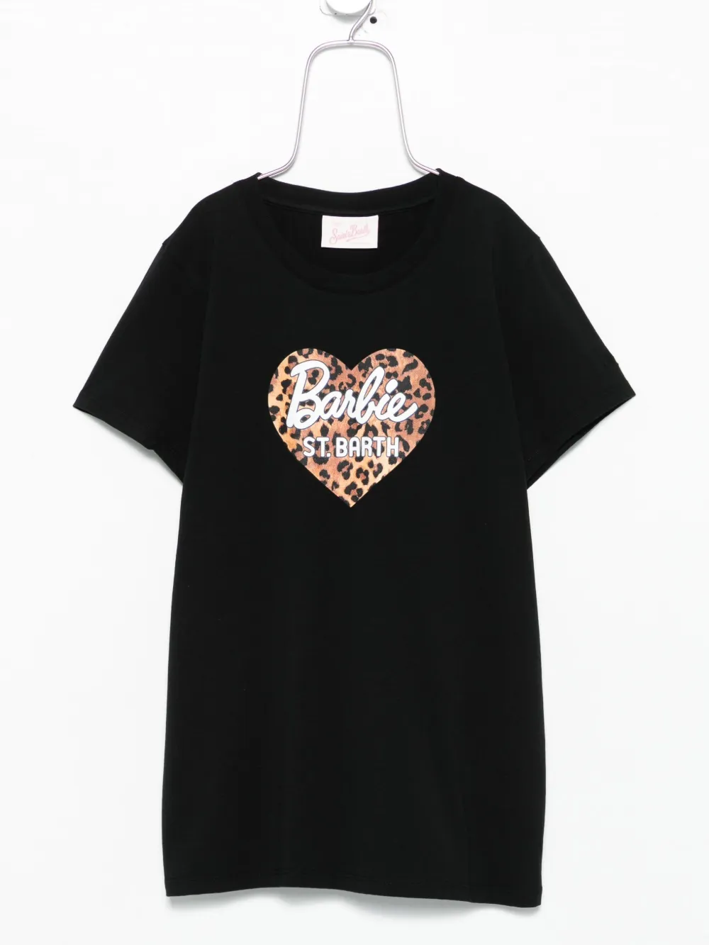 MC2 Saint Barth Kids leopard heart T-shirt Zwart