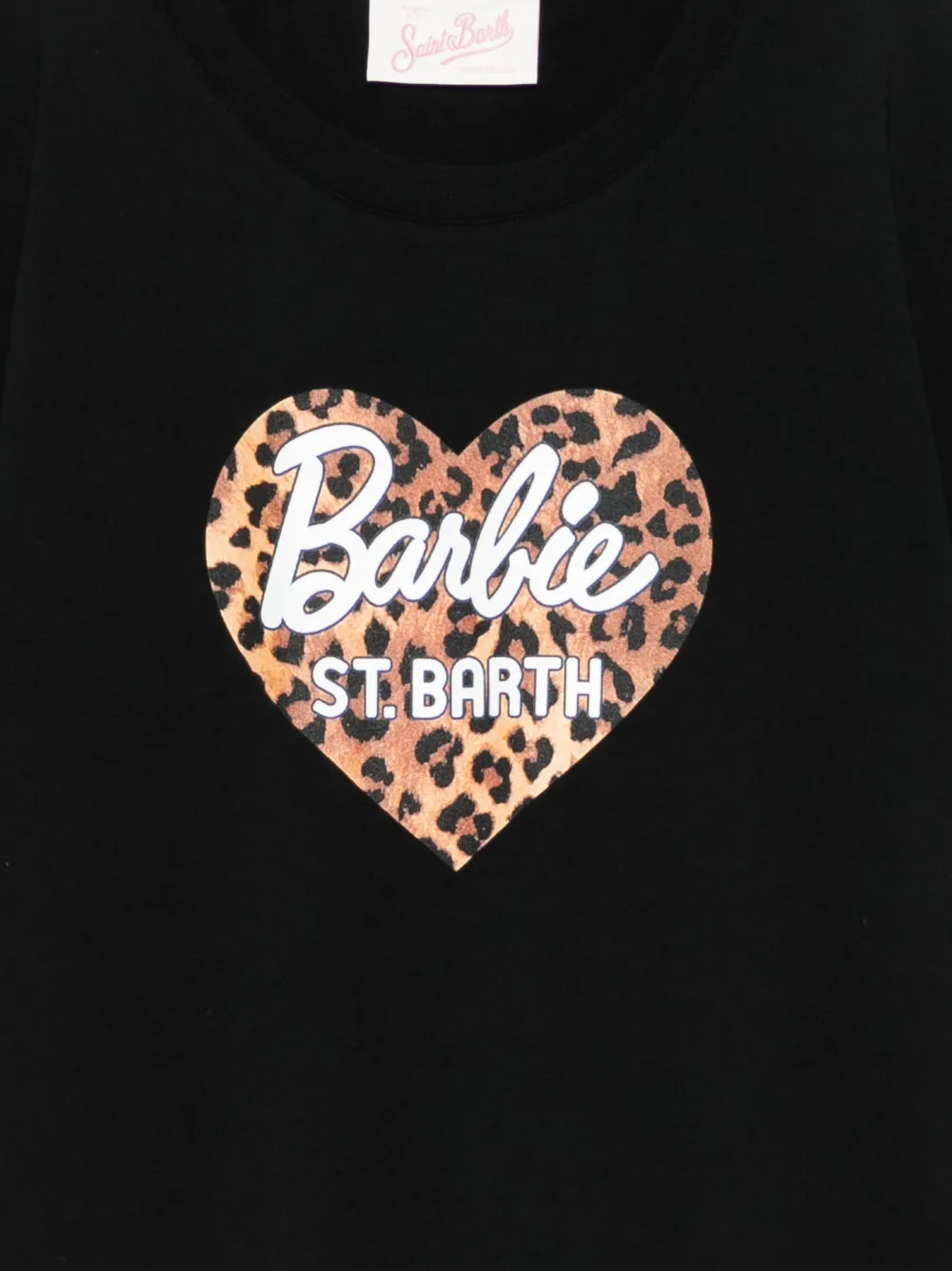 MC2 Saint Barth Kids leopard heart T-shirt Zwart