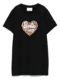 MC2 Saint Barth Kids leopard heart T-shirt - Black