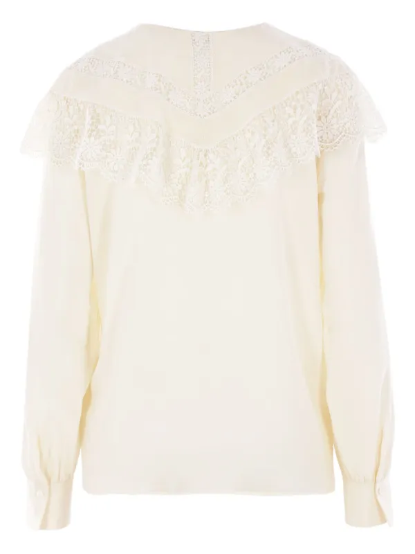 Chloé lace-trimmed Silk Top | White | FARFETCH