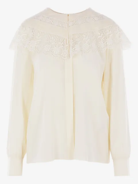 Chloé lace-trimmed silk top