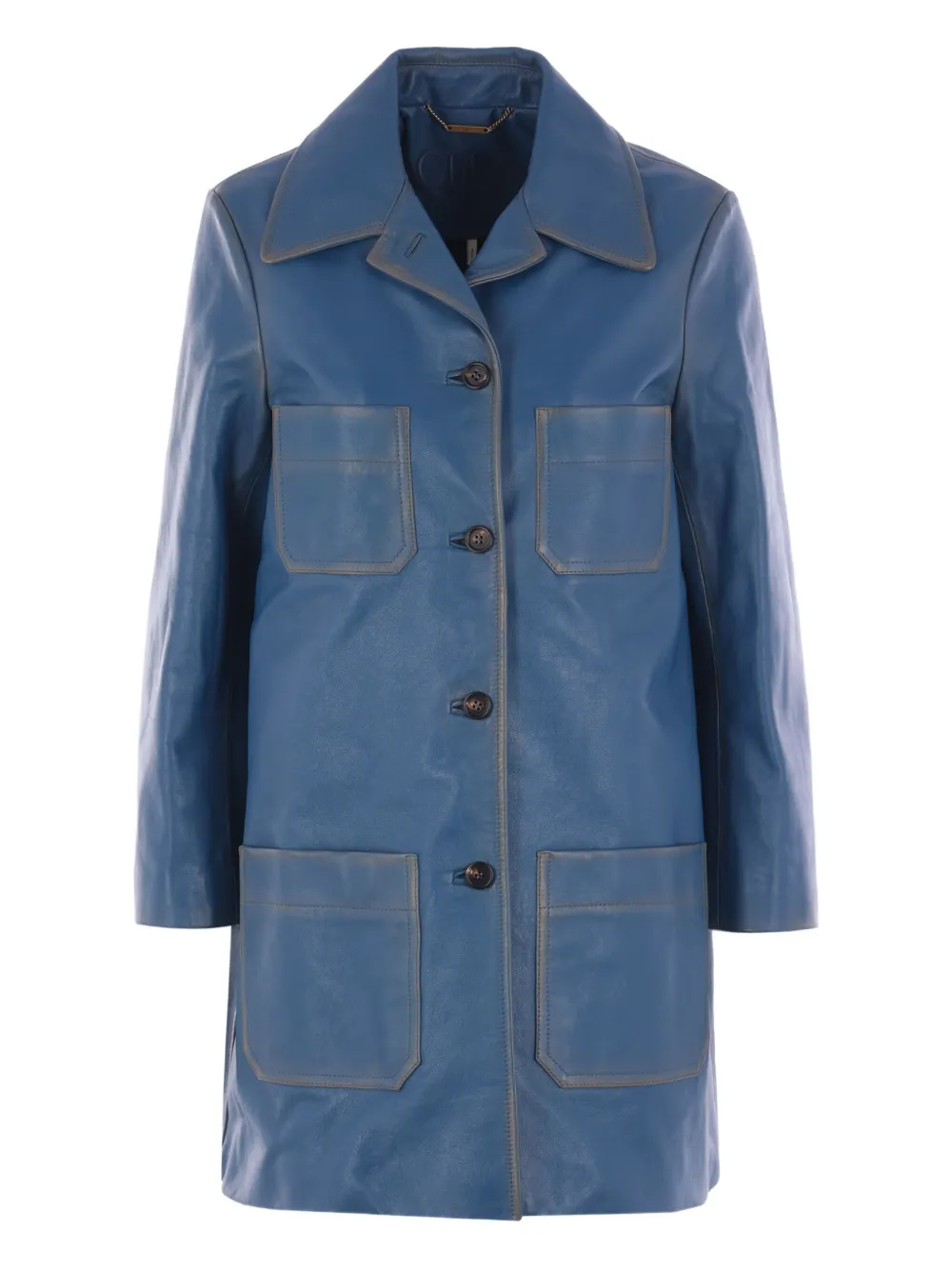 Chloé Leren jas met knoopsluiting Blauw