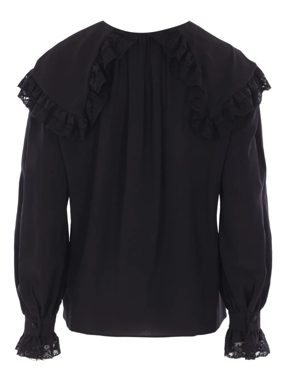 Chloé lace-trimmed ruffled top - Zwart