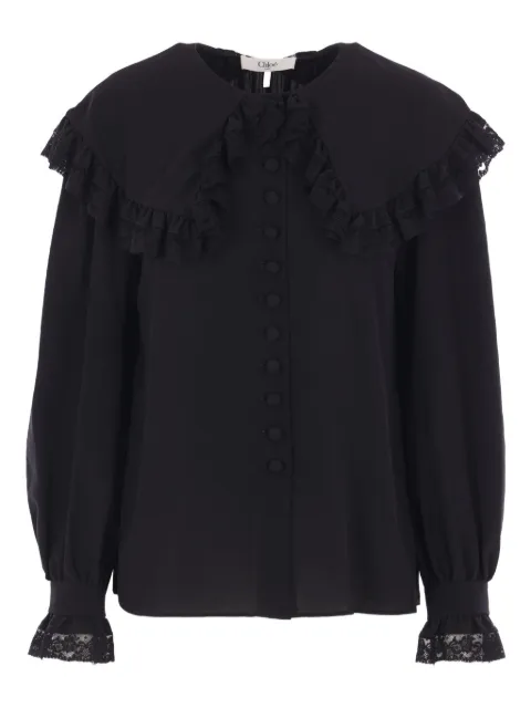 Chloé lace-trimmed ruffled top