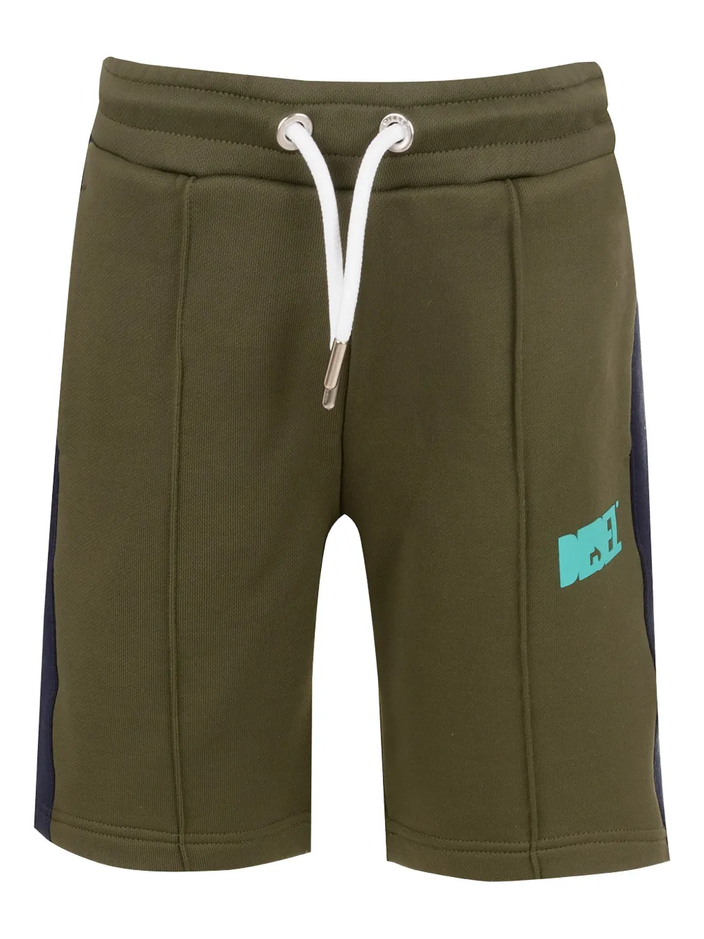 Diesel Kids' Stripe Logo Shorts In Green