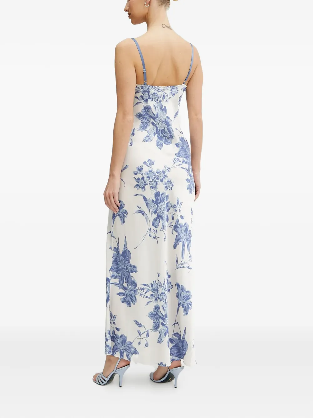 GUESS USA Maxi-jurk met afwerking van kant en bloemenprint Wit