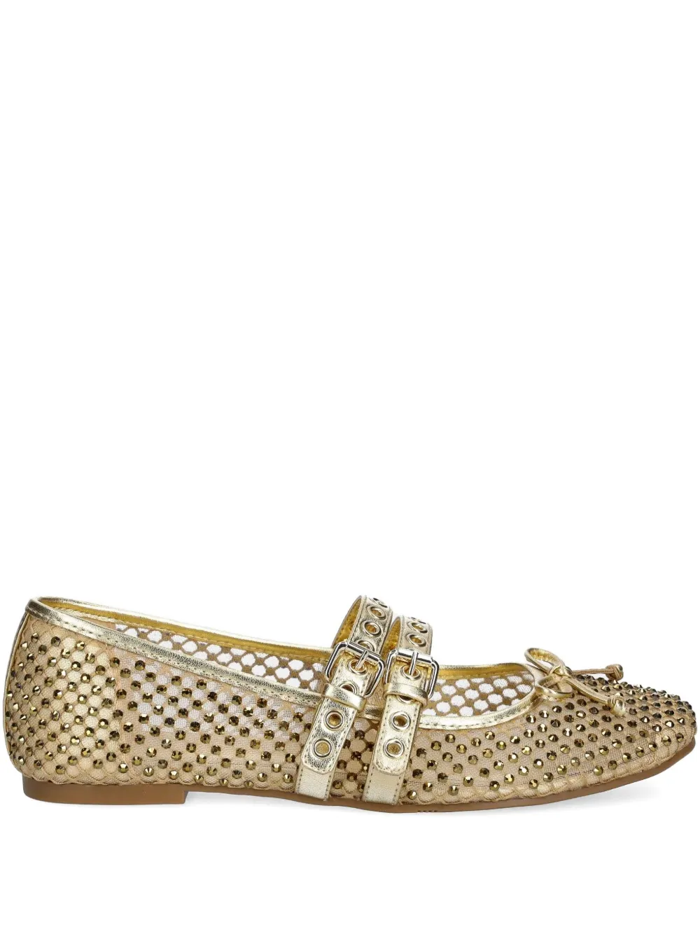 GUESS USA Kayann embellished buckle ballet flats Gold