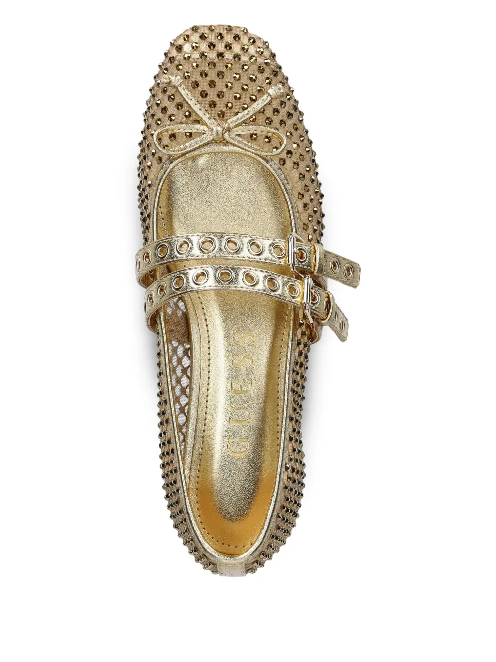 GUESS USA Kayann embellished buckle ballet flats Gold