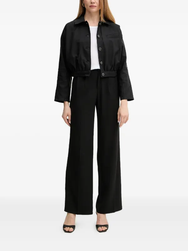 GUESS USA button-fastening Cinched Jacket | Black | FARFETCH