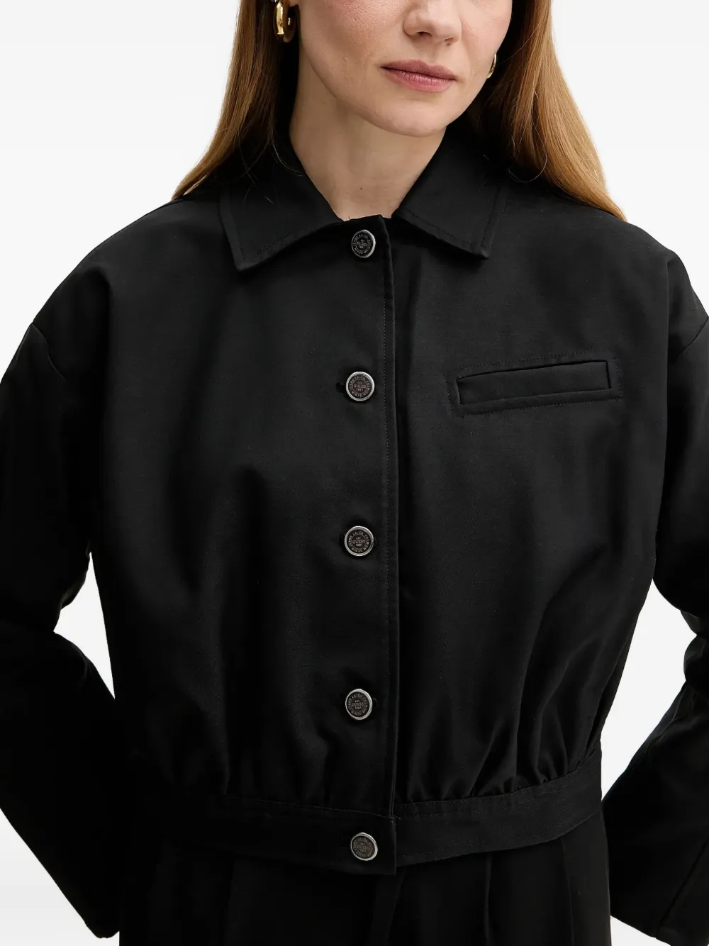 GUESS USA Gekreukt jack met knoopsluiting Zwart