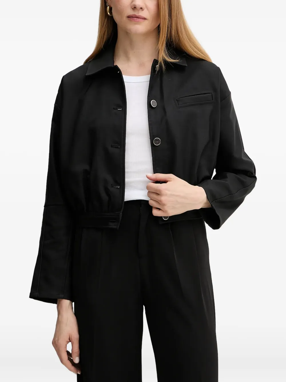 GUESS USA Gekreukt jack met knoopsluiting Zwart