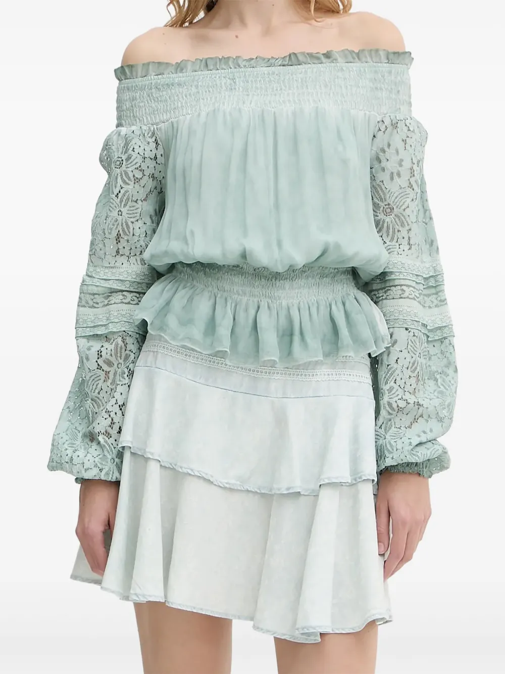 GUESS USA ruffled lace-insert skirt | Blue | Image 1