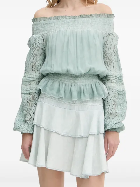 GUESS USA ruffled lace-insert skirt