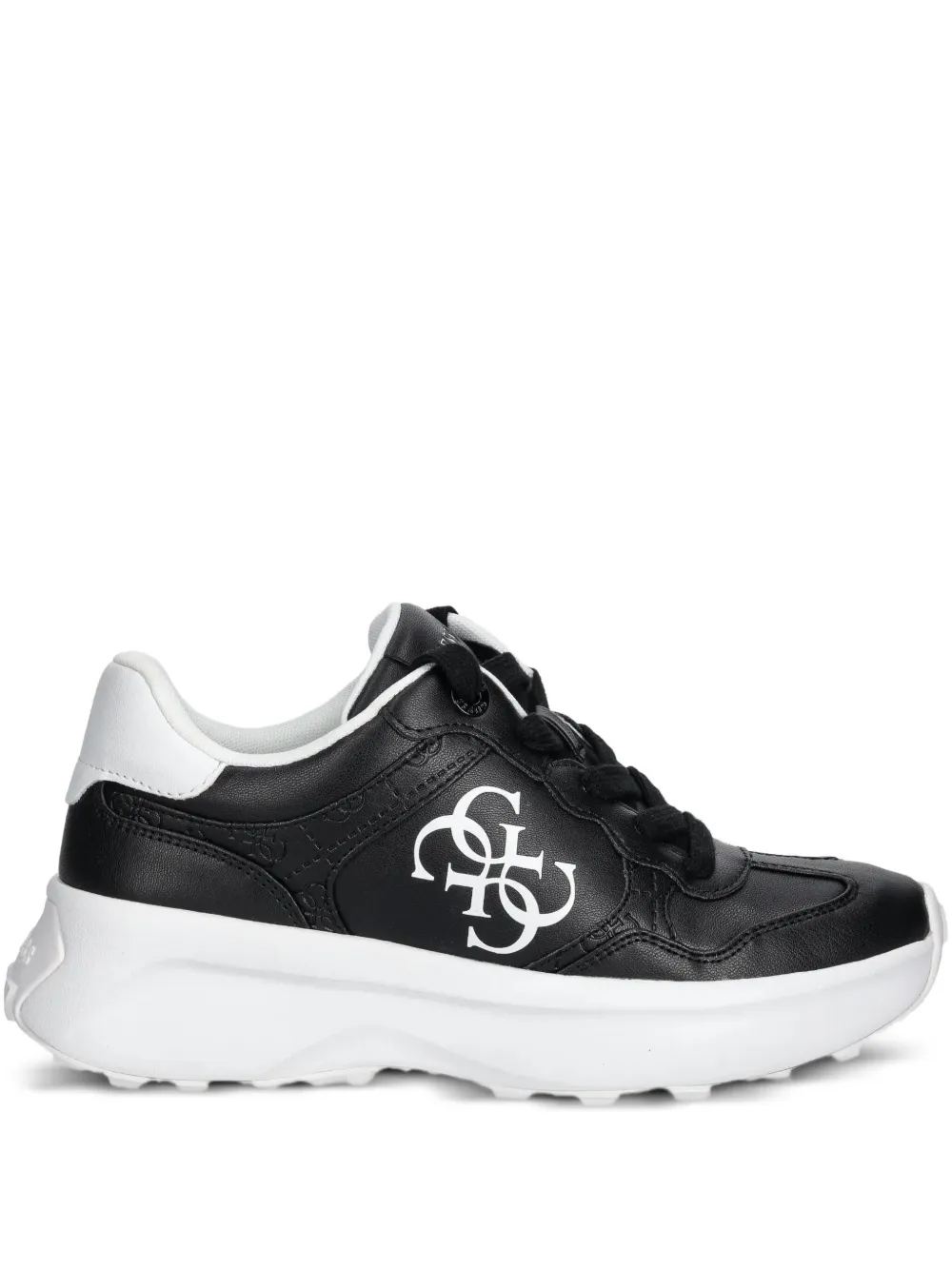GUESS USA Leren sneakers met logoplakkaat Zwart