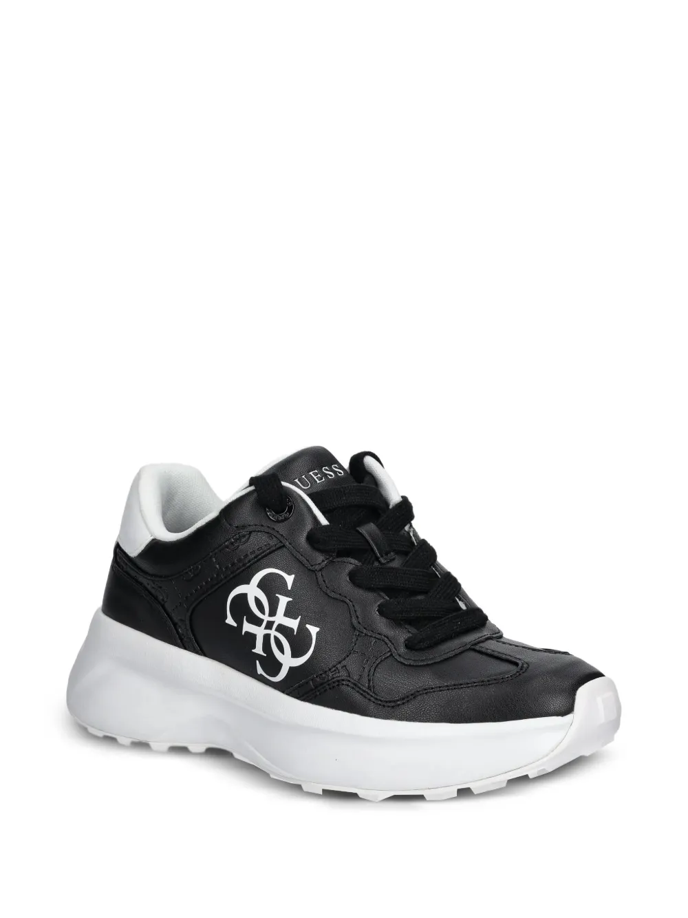 GUESS USA Leren sneakers met logoplakkaat Zwart