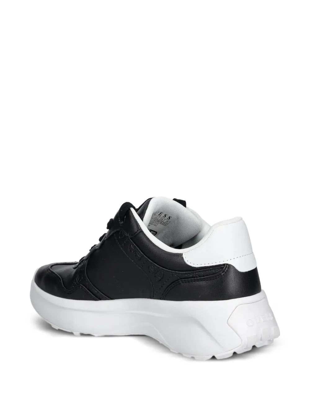 GUESS USA Leren sneakers met logoplakkaat Zwart
