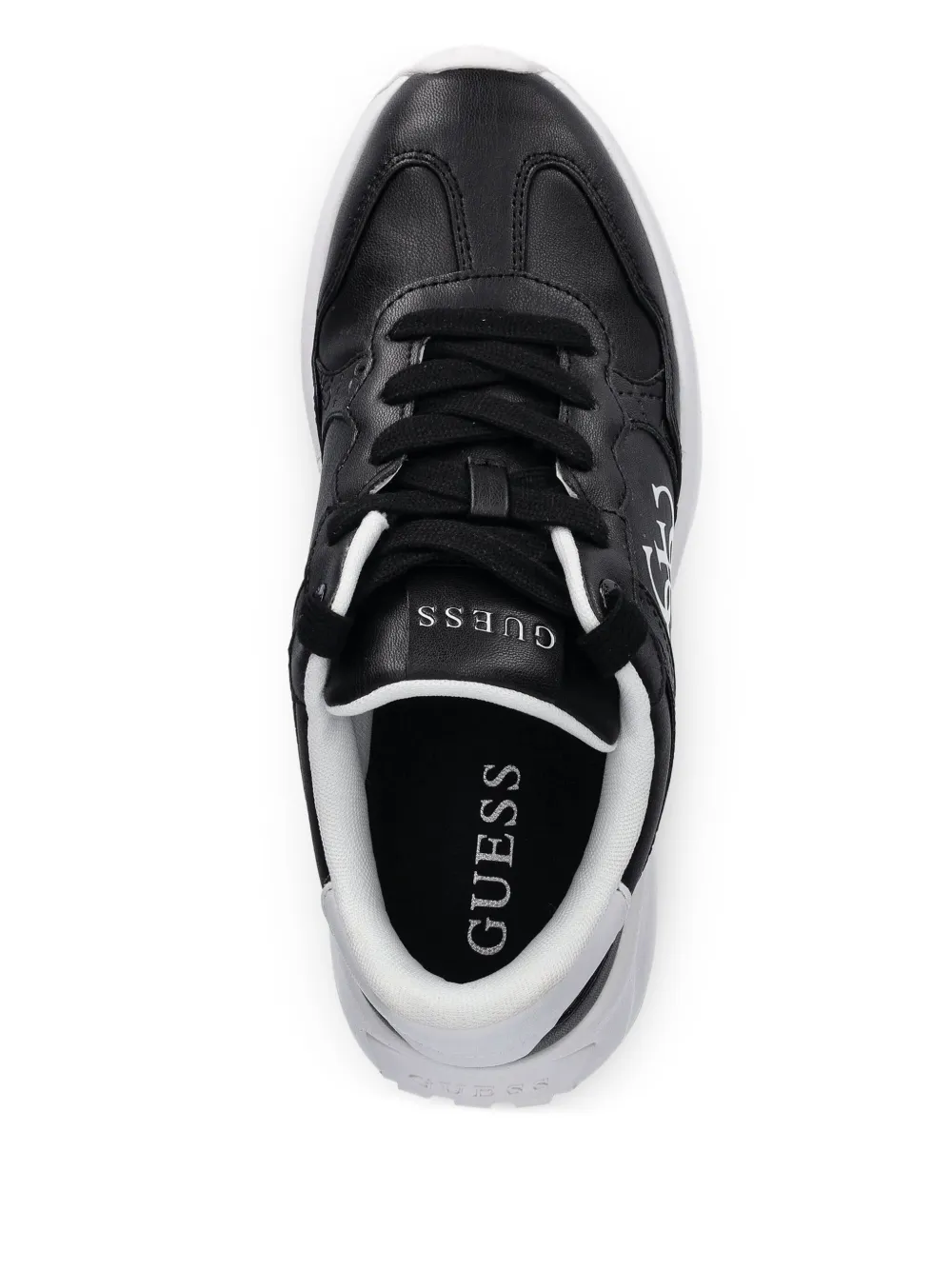 GUESS USA Leren sneakers met logoplakkaat Zwart