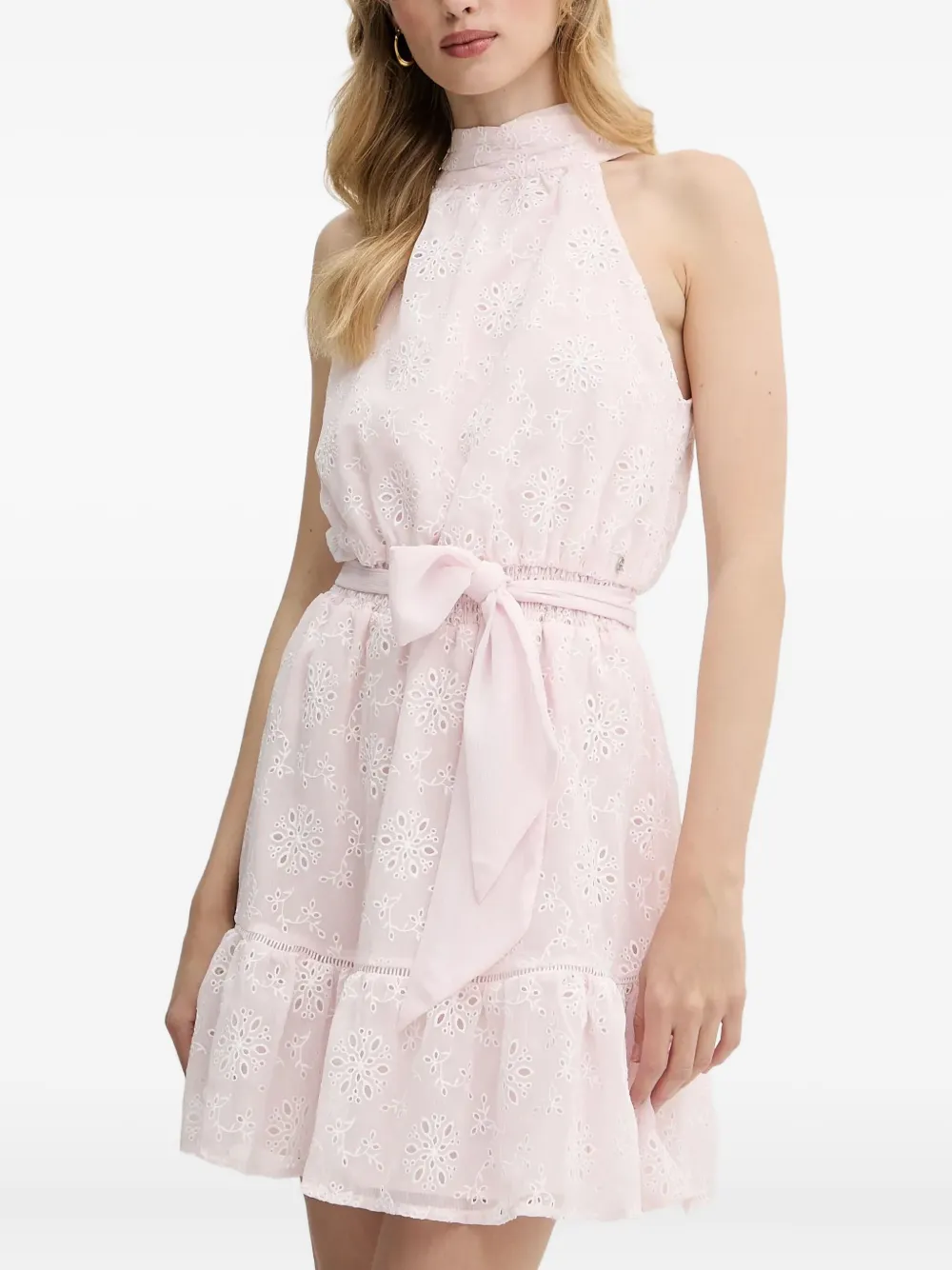 GUESS USA eyelet-embroidered belted dress | Pink | Image 1