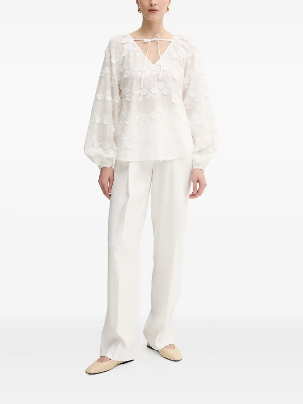 GUESS USA Shirt met geborduurde bloemen - Wit