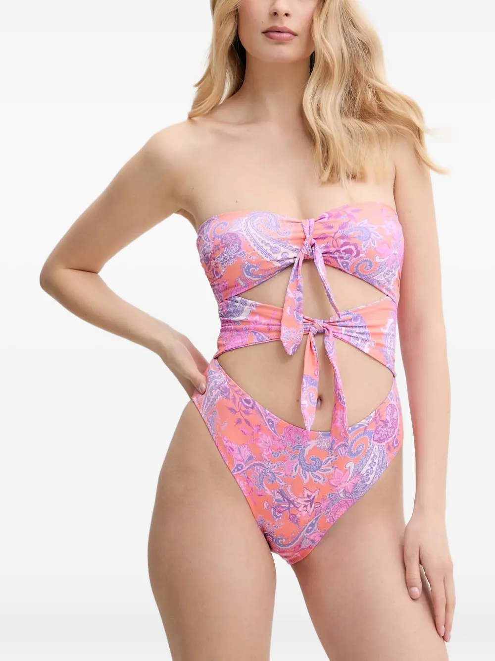 GUESS USA Badpak met paisley-print en uitgesneden details Oranje
