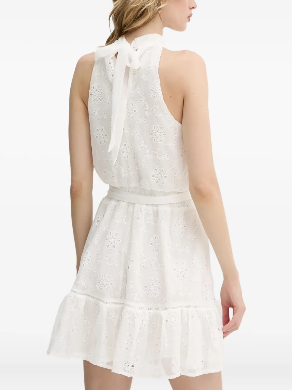 GUESS USA Mini-jurk met halternek en geborduurde bloemen Wit