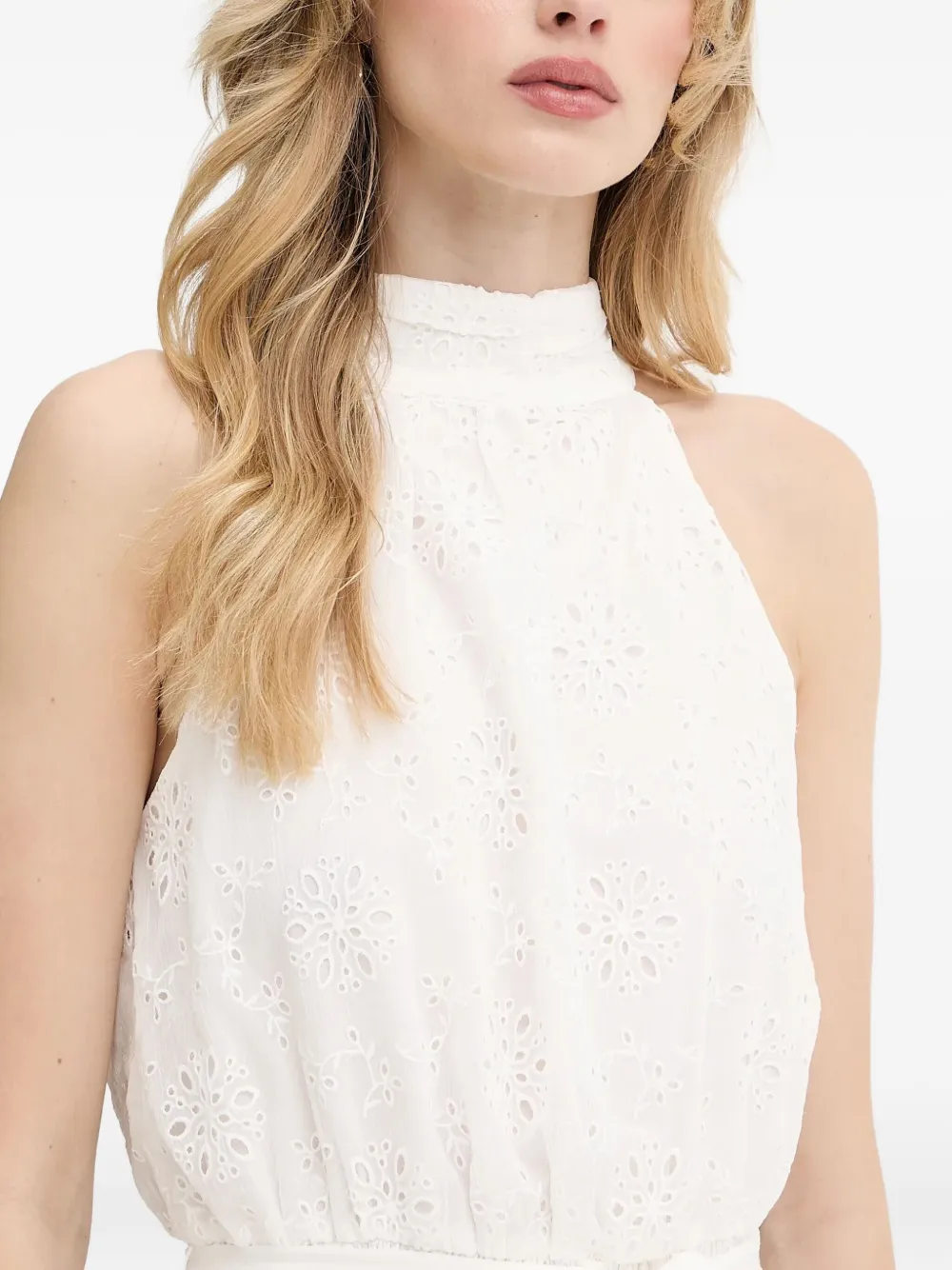 GUESS USA Mini-jurk met halternek en geborduurde bloemen Wit