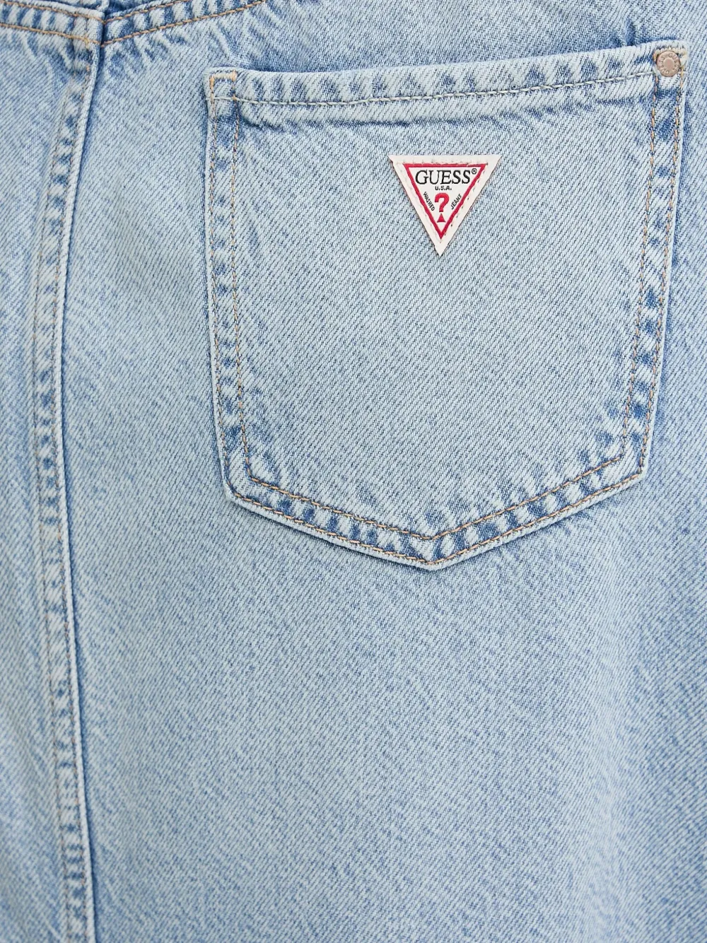 Guess Usa Denim Flare Long High-waisted Skirt In Blue