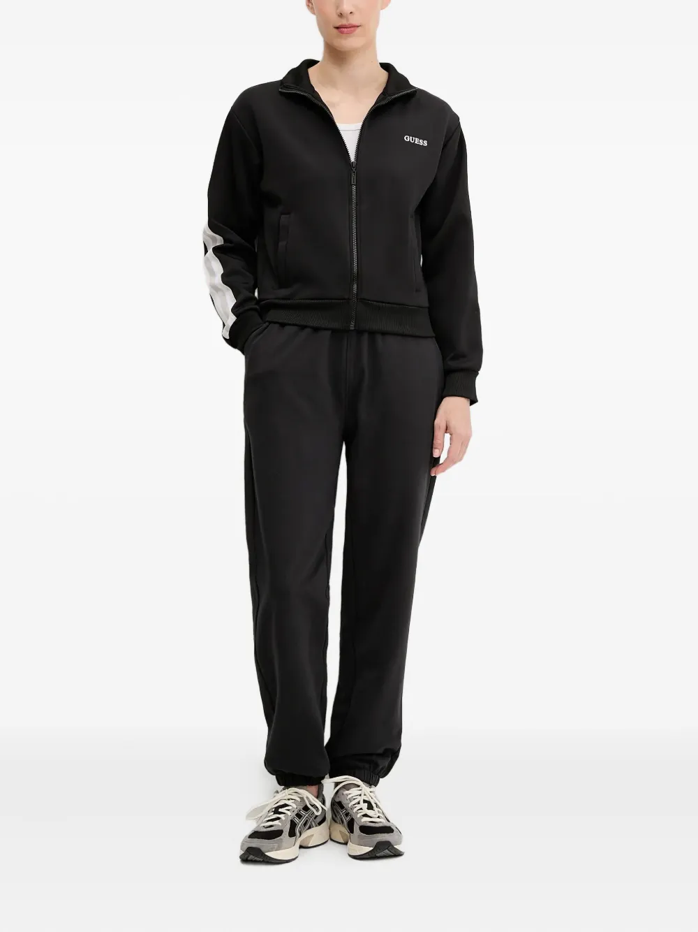 Guess Usa Stripe-detail Zip-up Sweatshirt