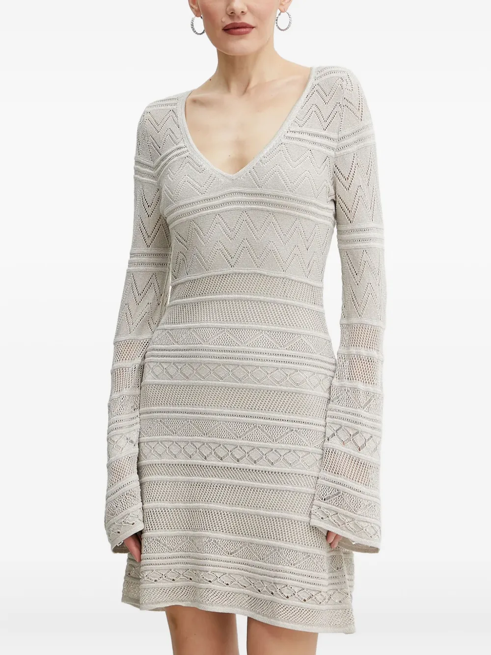 GUESS USA bell-sleeve knitted mini dress | White | Image 1