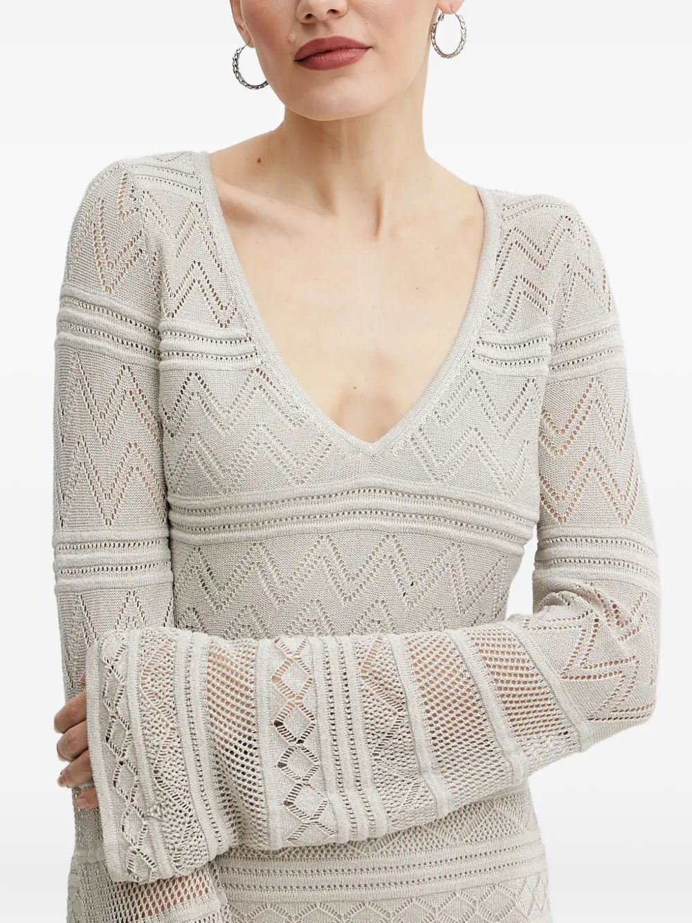 GUESS USA Gebreide mini-jurk met klokmouwen Wit