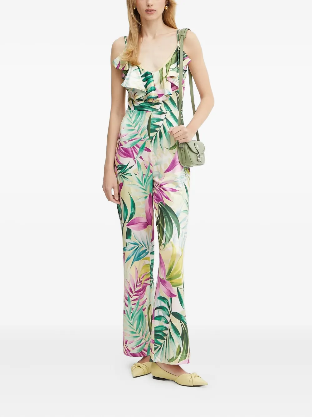 GUESS USA ruffle-detail tropical-print jumpsuit | Full Length | Image 2