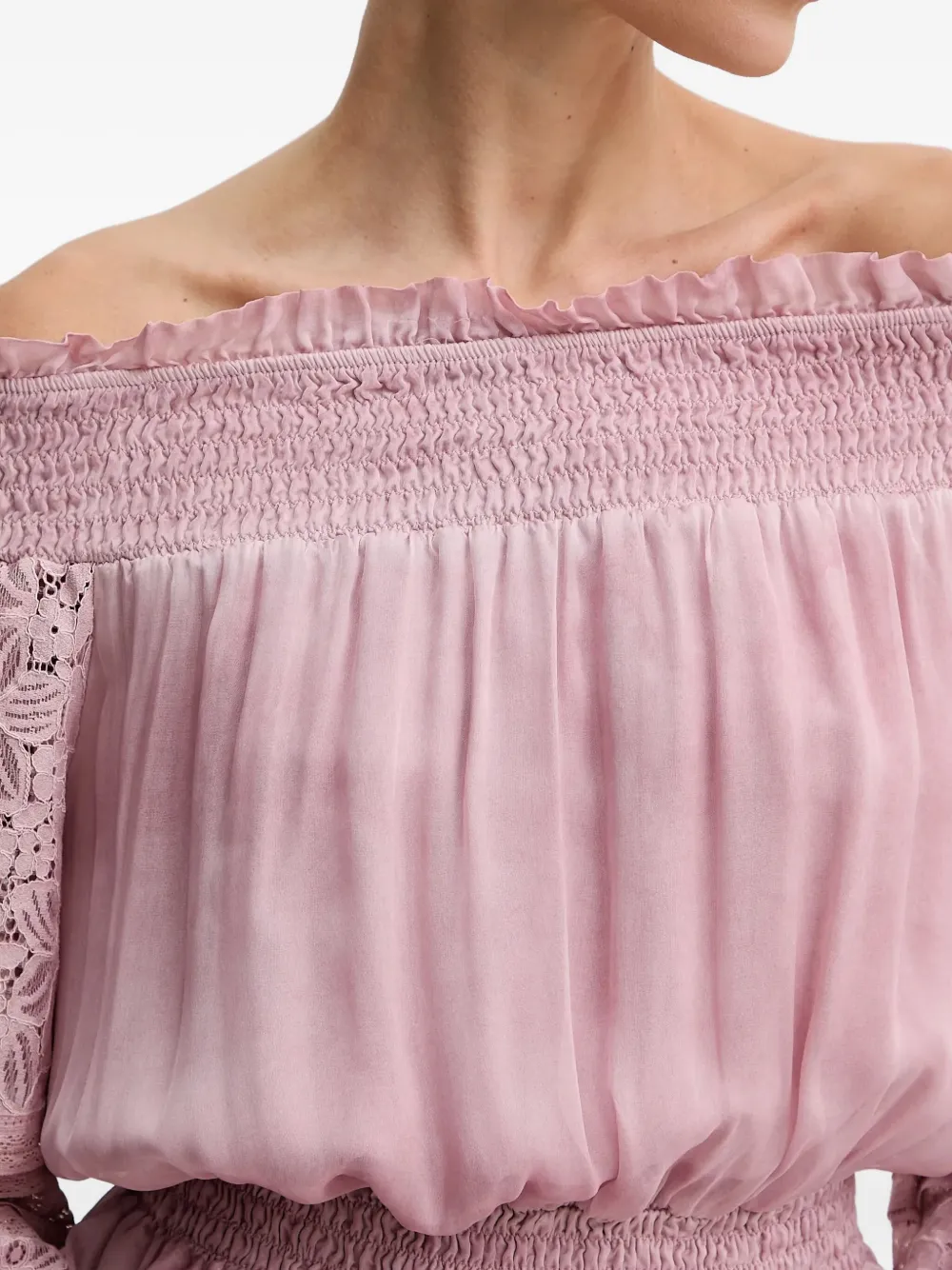 GUESS USA Gesmockte blouse met kanten mouwen Roze