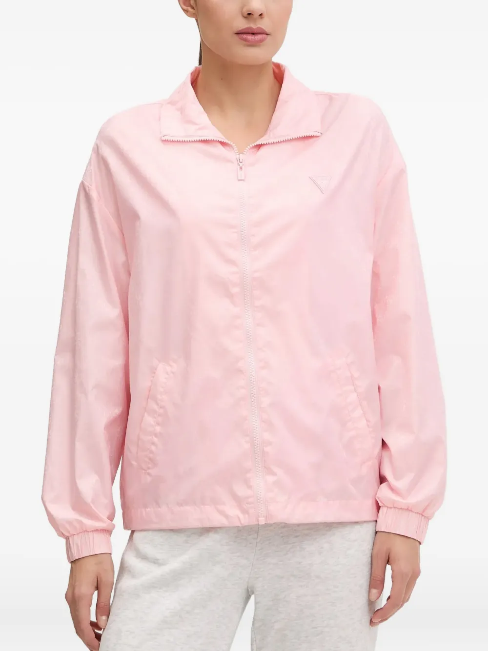 Guess Usa Logo-print Zip-up Jacket In Pink