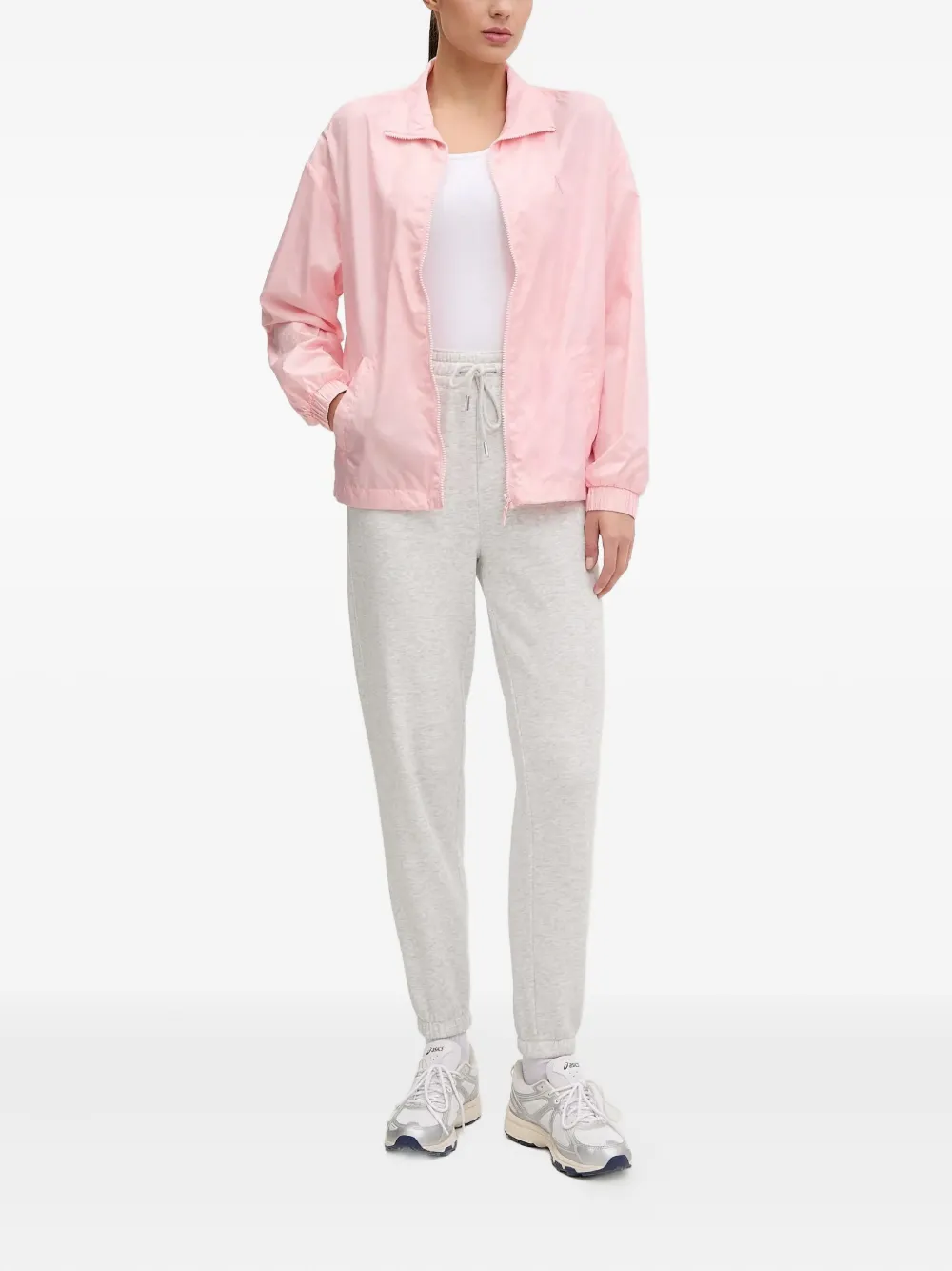 Guess Usa Logo-print Zip-up Jacket In Pink