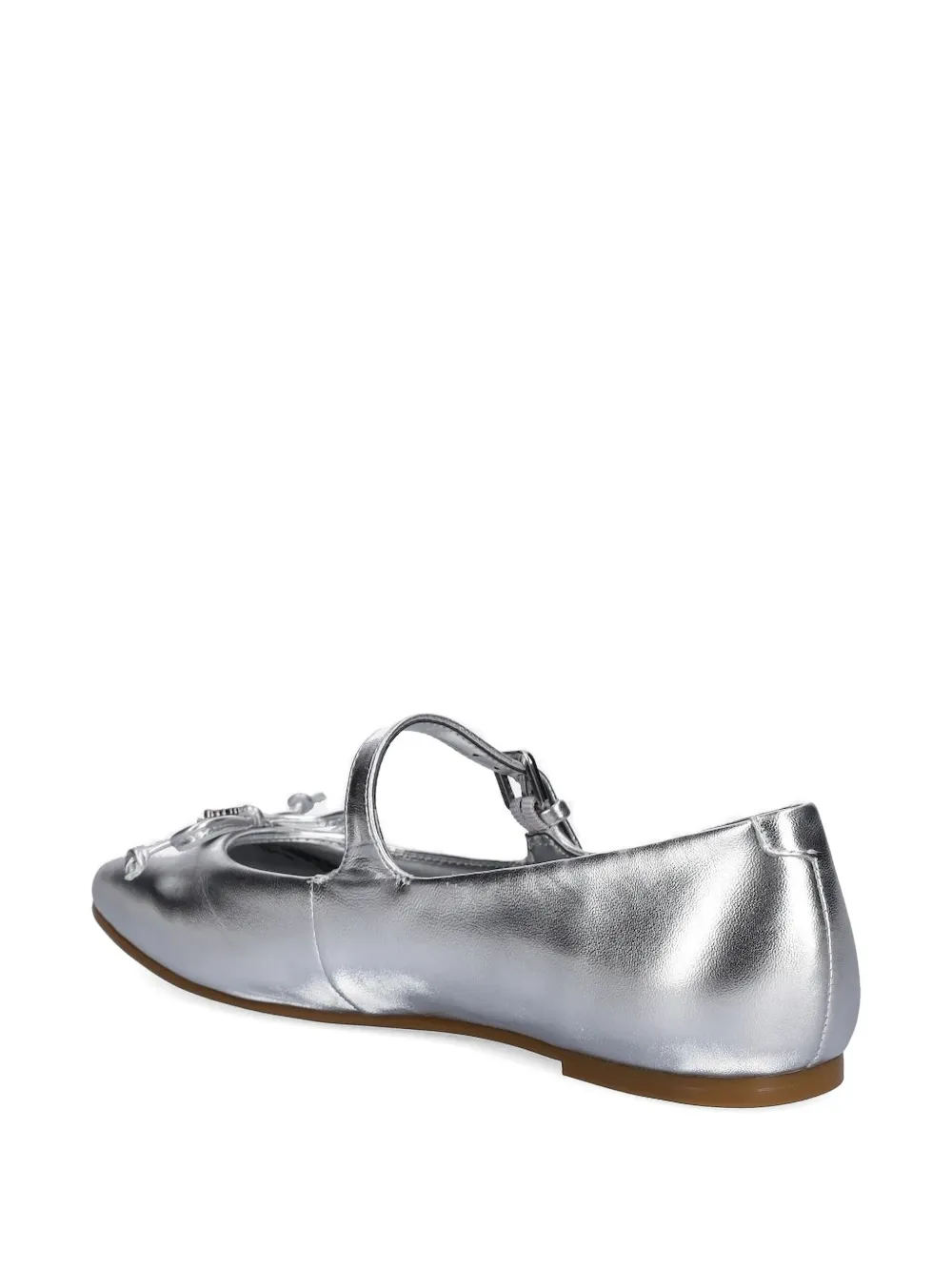 Guess Usa Bow-embellished Buckle Ballet Flats In Gray
