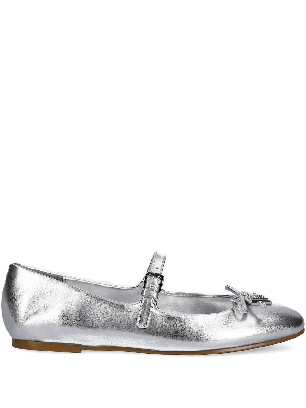 Guess Usa Bow-embellished Buckle Ballet Flats In Gray