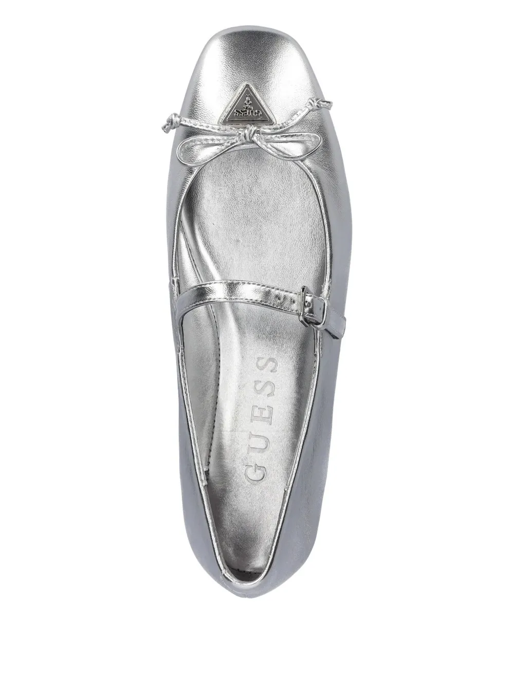 Guess Usa Bow-embellished Buckle Ballet Flats In Gray