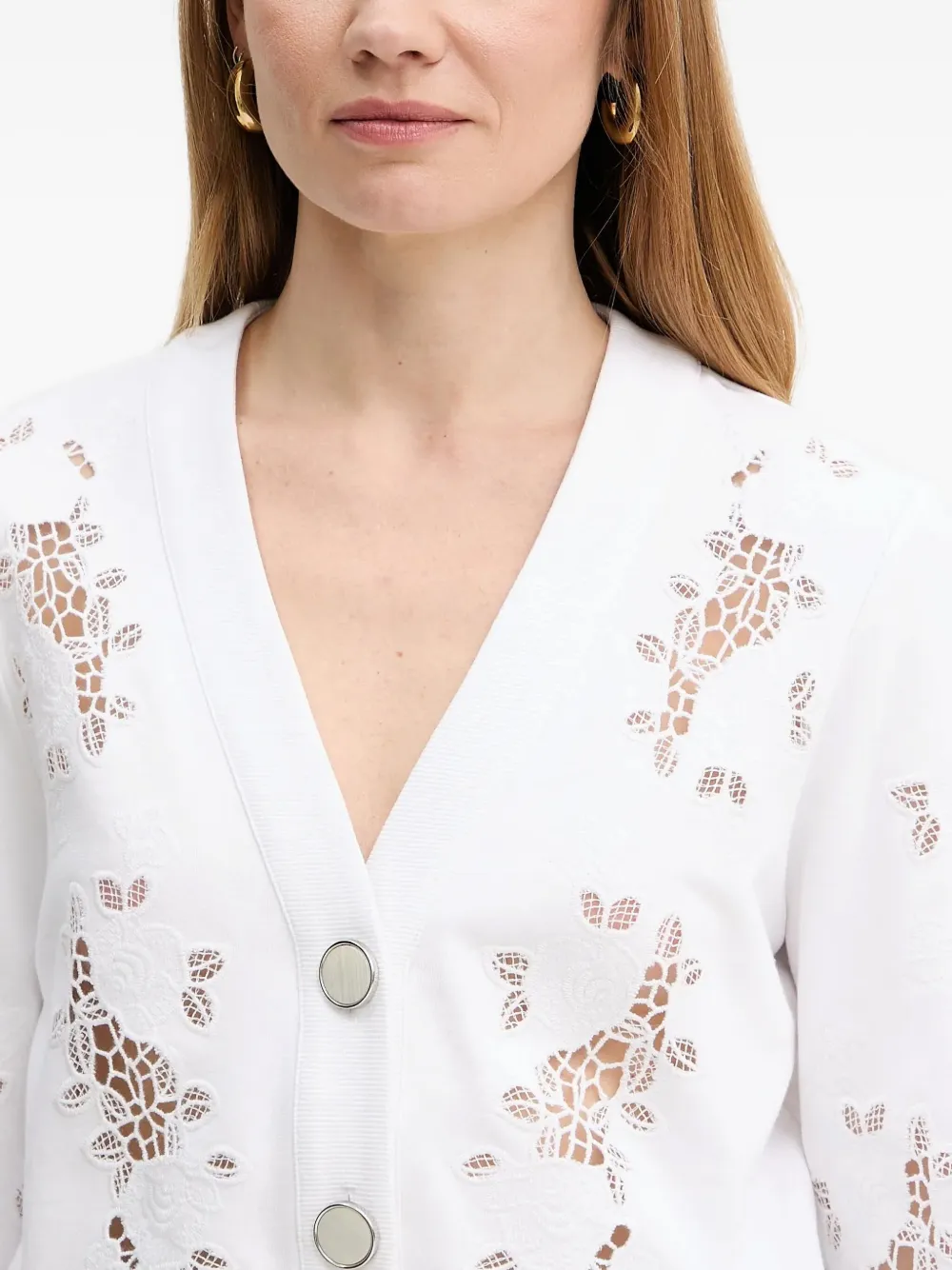 GUESS USA Vest met bloemenkant Wit