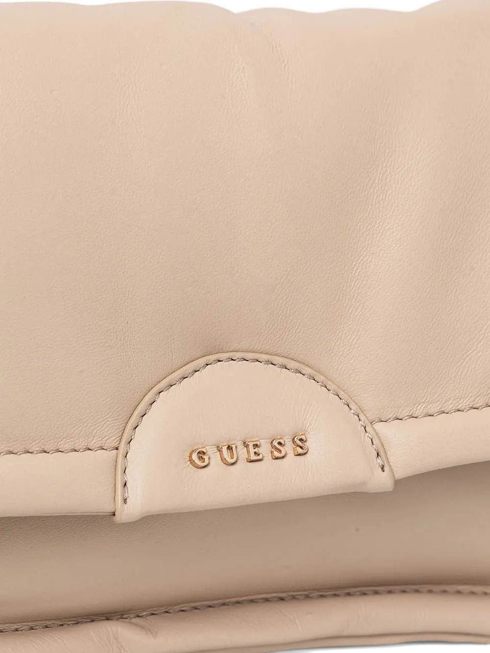 Guess Usa Puffed-leather Crossbody Bag In Neutral