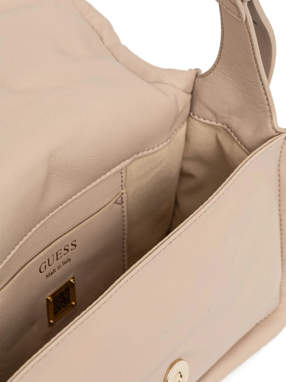 Guess Usa Puffed-leather Crossbody Bag In Neutral
