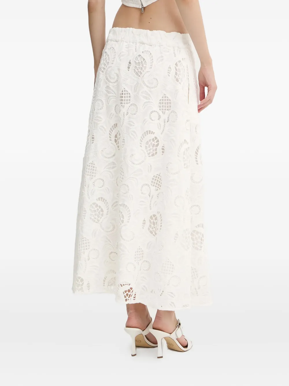 GUESS USA Broderie anglaise midi-rok Wit